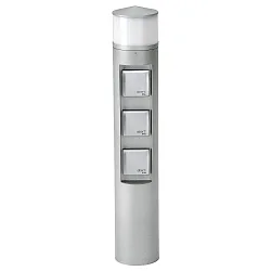Udendørs Sokkelkolonne Type nr. 2202, LED + 3 Schuko stikkontakter, IP44, 10W 3000K 900lm, rustfrit stål matt