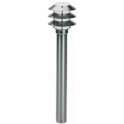Pullertlampe Type nr. 2256, med 3 Pagoda tage, højde 90cm, IP44, E27 QA55 maks. 57W, rustfrit stål / Opalglas