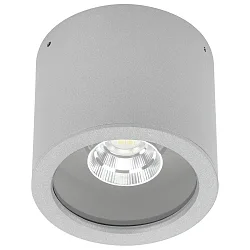 LED Outdoor Ceiling spot Type No. 2319, IP44, Ø 11cm, 8W 3000K 800lm 30°, swiveling 30°, silver matt