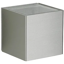 LED Udendørs Vægspot Type nr. 2375 - 2-sidet, bred/bred, Kubus, IP44, 2x 3W 3000K 330lm, stiv, rustfrit stål / glas klar