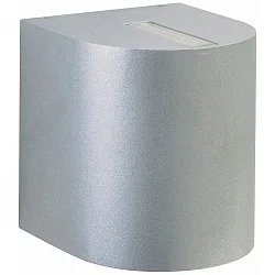 LED Udendørs Vægspot Type nr. 2401 - 2-sidet, tæt/bred, rund, IP44, 230V AC/DC, 2x 6.7W 3000K 600lm, linse + glas, sølv