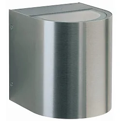 LED Udendørs Vægspot Type nr. 2403 - 2-sidet, bred/bred, rund, IP44, 2x 6.7W 3000K 600lm, stiv, rustfrit stål / glas klar