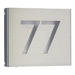 Belyst husnummer TYPE NO 6012 1-cifret, 2-cifret IP44, rustfrit stål, opal dæmpbar