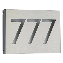 Belyst husnummer TYPE NO 6013 3-cifret IP44, rustfrit stål, opal dæmpbar