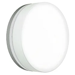 Outdoor LED Wall and Ceiling luminaire Type No. 6309, IP65, Ø 31cm, 36W 3000K 3600lm, silver matt / glass opal