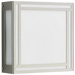Udendørs LED Væg- og Loftlampe Type nr. 6385, IP44, 15.5 x 25.5cm, 10W 3000K 900lm, rustfrit stål / Opalglas, dæmpbar