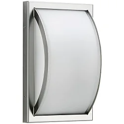 Udendørs LED Væg- og Loftlampe Type nr. 6390, flad / konveks, IP44, 10W 3000K 900lm, rustfrit stål / Opalglas