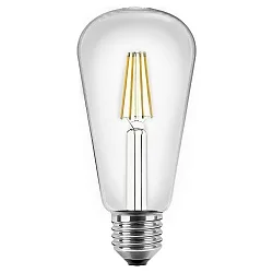 Blulaxa LED Filament Edison Lyskilde ST64, 4W, 300°, E27, varmhvid Glas