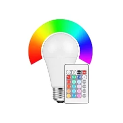 LED Lyskilde pæreformet E27, 9W RGB + 2700K 810lm 200°, dæmpbar, med fjernbetjening