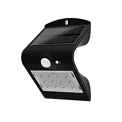 Blulaxa® LED Sol Udendørs Væglampe med PIR Sensor, IP65, 1.5W 3000K 220lm 120°, inkl. Akkumulator, sort