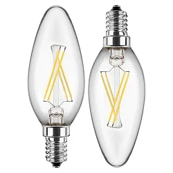 LED Glødetråd Lyskilde kerteformet DOBBEL PAKKE, 4,5W (40W), E14, 470lm, 2700K, glas klar