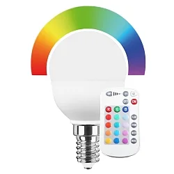 RGBW lyskilde med fjernbetjening RGB E14  5,5W 470lm 2700K 150° CRI > 80 dæmpbar