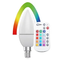 RGBW lyskilde med fjernbetjening RGB E14 5,5W 470lm 2700K 240° CRI > 80 dæmpbar
