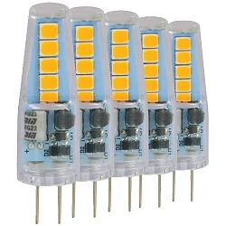 Pin-base lampe sæt med 5 G4 1W 100lm 3000K 300° 
