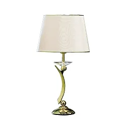 Bordlampe STELLA E27 IP20, beige, guld dæmpbar