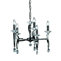 Pendel GIRATA 5-flammer E14 IP20, sort chrom dæmpbar