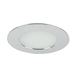 Recessed LED downlight for furniture and wood materials, IP44, round, 12V DC, 7.5W 3000K 525lm 60°, chrome
