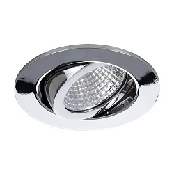 Recessed LED spot, IP20, round, Ø 8.2cm, Plug&Play 350mA, 7W 2700K 740lm 38°, swivelling 30°, chrome
