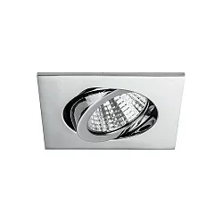 Recessed LED spot, IP20, square, 8.2 x 8.2cm, Plug&Play 350mA, 7W 2700K 740lm 38°, swivelling 30°, chrome