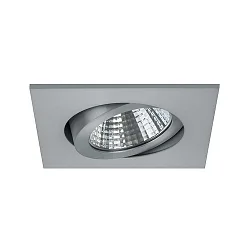 Recessed LED spot, IP20, square, 8.2 x 8.2cm, Plug&Play 350mA, 7W 2700K 740lm 38°, swivelling 30°, matt alu