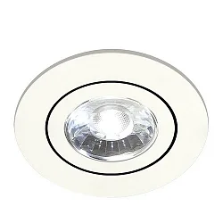 Recessed LED spot DISC with lens optics, IP44, Ø 8.2cm, Plug&Play 350mA, swivelling 30°, 6W 3000K 670lm 38°, white