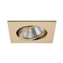Recessed LED spot, IP20, square, 8.2 x 8.2cm, Plug&Play 350mA, 7W 3000K 740lm 38°, swivelling 30°, matt champaign