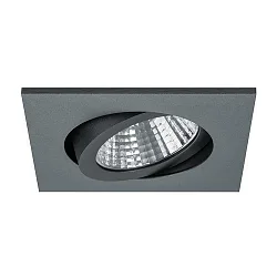 Recessed LED spot, IP20, square, 8.2 x 8.2cm, Plug&Play 350mA, 7W 3000K 740lm 38°, swivelling 30°, matt titanium
