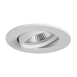 Indbygningslampe INDIWO68-R DTW 350MA P&P rund, svingbar, Dim-To-Warm IP20, hvid mat dæmpbar 6W 430lm 1800-3000K 36° CRI >95