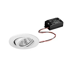 Recessed LED spot set incl. converter, IP20, round, 230V, 7W 4000K 770lm 38°, swivelling, white