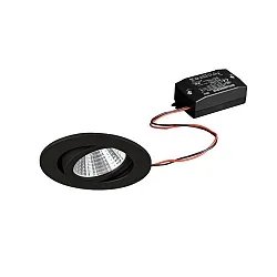 Recessed LED spot set incl. converter, IP20, round, 230V, 7W 3000K 770lm 38°, swivelling, black