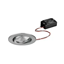 Recessed LED spot set BB03 incl. converter, IP20, round, 230V, 6W 3000K 640lm 38°, swivelling 30°, matt nickel