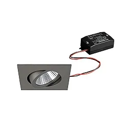Recessed LED spot set incl. converter, IP20, square, 230V, 7W 3000K 740lm 38°, swivelling 30°, matt titanium