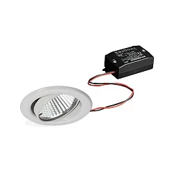 Recessed LED spot set BB09 incl. converter, IP20, round, 230V, 6W 3000K 640lm 38°, swivelling 25°, white