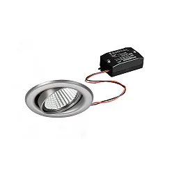 Recessed LED spot set BB09 incl. converter, IP20, round, 230V, 6W 3000K 640lm 38°, swivelling 25°, stainless steel