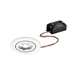 Indbygningslampe IP20, blank, gennemsigtig, hvid dæmpbar 6W 700lm 3000K 20-40° 20-40° CRI 80-89