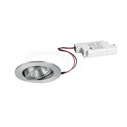 Recessed LED spot set SEVEN-R incl. converter, IP20, round, 230V, 7W 2700K 740lm 38°, swivelling 30°, matt alu