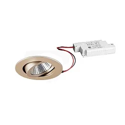 Recessed LED spot set SEVEN-R incl. converter, IP20, round, 230V, 7W 2700K 740lm 38°, swivelling 30°, matt champaign