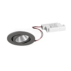 Recessed LED spot set SEVEN-R incl. converter, IP20, round, 230V, 7W 2700K 740lm 38°, swivelling 30°, matt titanium