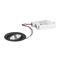 Indbygningslampe rund, svingbar IP20, sort dæmpbar 6W 640lm 3000K 20-40° 20-40° CRI 80-89