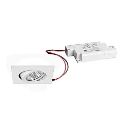 Recessed LED spot set BB05 incl. converter, IP20, square, 230V, 6W 3000K 640lm 38°, swivelling 30°, dimmable, white