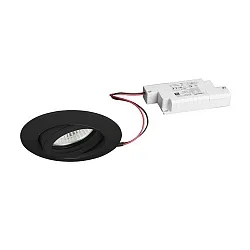 Indbygningslampe rund, svingbar IP20, sort dæmpbar 6W 460lm 1800-3000K 20-40° 20-40° CRI 80-89