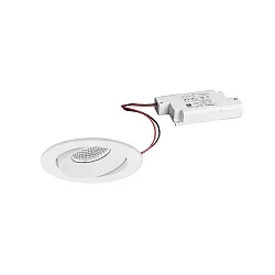 Indbygningslampe IP20, blank, hvid dæmpbar 7W 680lm 3000K 20-40° 20-40° CRI 80-89