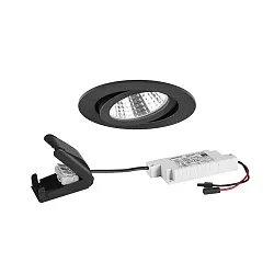 Indbygningslampe rund, svingbar IP20, sort dæmpbar 6W 640lm 3000K 20-40° 20-40° CRI 80-89
