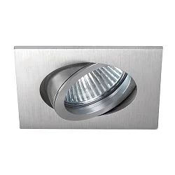 Recessed LED spot set BB18 dim2warm incl. converter, IP20, square, 230V, 6W 1800-3000K 460lm 38°, swivelling 30°, matt alu