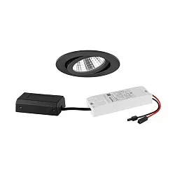 Indbygningslampe rund, svingbar IP20, sort dæmpbar 6W 640lm 3000K 20-40° 20-40° CRI 80-89