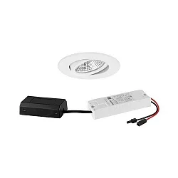 Indbygningslampe IP65, blank, hvid dæmpbar 7W 620lm 3000K 20-40° 20-40° CRI 80-89