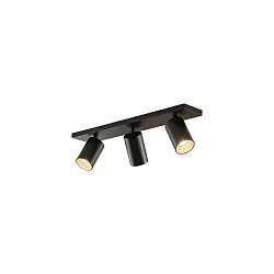 Loftlampe TAGES 3-flammer, firkantet, lang GU10 IP20, sort mat dæmpbar