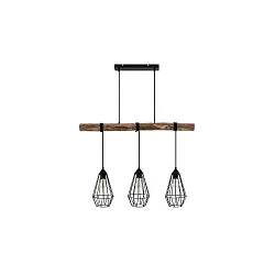 pendant luminaire RUTILUS 3 flames E27 IP20, wood dimmable