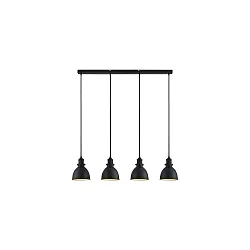pendant luminaire DAPHNE 4 flames E27 IP20, black matt dimmable
