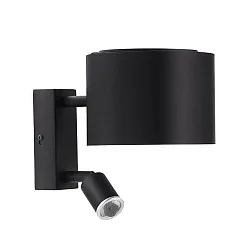 Væglampe med skærm, med LED spot G9 IP20, sort dæmpbar